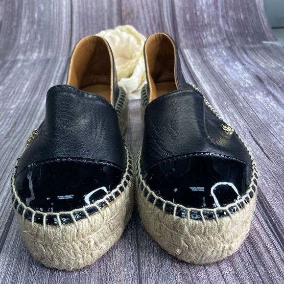 New Kurt Geiger Morella Black Leather Platform Espadrille Flats 38M - Picture 7 of 15